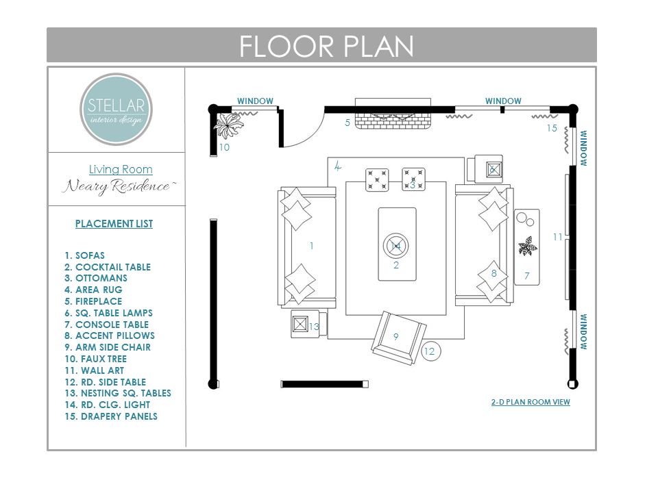 Floor Plans for Living Room EDesign Client Stellar